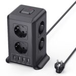 Sameriver 12-in-1 Steckdosenleiste mit 8 AC & 4 USB – Überspannungsschutz für Büro & Zuhause