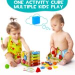 HELLOWOOD Motorikwürfel 8-in-1 aus Gummiholz – Montessori Lernspielzeug ab 1 Jahr – Bild 5