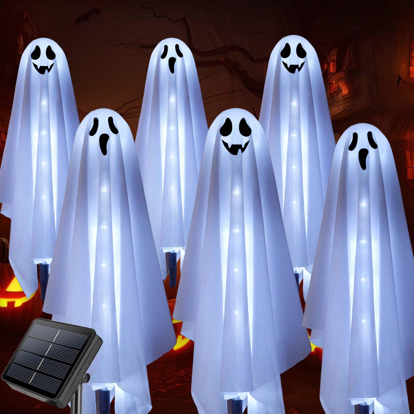 Homeleo Solar-Kürbisleuchten 6er Set – LED Gartenbeleuchtung für Halloween-Dekoration