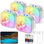 HL 4er Set RGB LED Unterwasserleuchten mit Fernbedienung – IP68 Poolbeleuchtung für Pools, Teiche & Aquarien