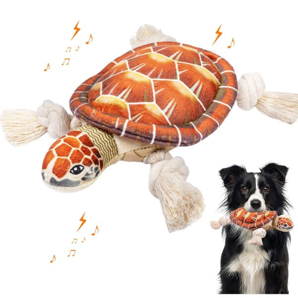 Pubialo Hundespielzeug Schildkröte – Quietschendes Plüsch-Kauspielzeug für alle Hunderassen