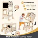 labebe Lernturm klappbar 3 in 1 – Montessori Learning Tower mit Kreidetafel ab 1 Jahr – Bild 4