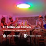 Aphyni LED Deckenleuchte Ø30cm – Dimmbar RGB mit Fernbedienung & App-Steuerung – Bild 2