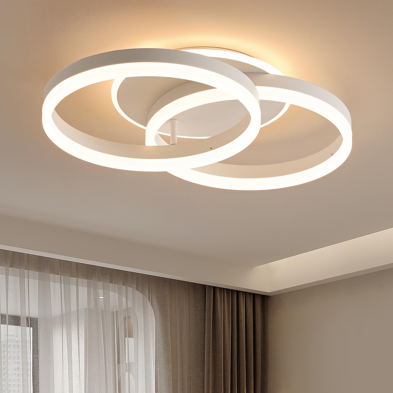 Amdelne LED Deckenlampe 50cm 2-Ringe – Dimmbar mit Fernbedienung für Wohnzimmer & Schlafzimmer