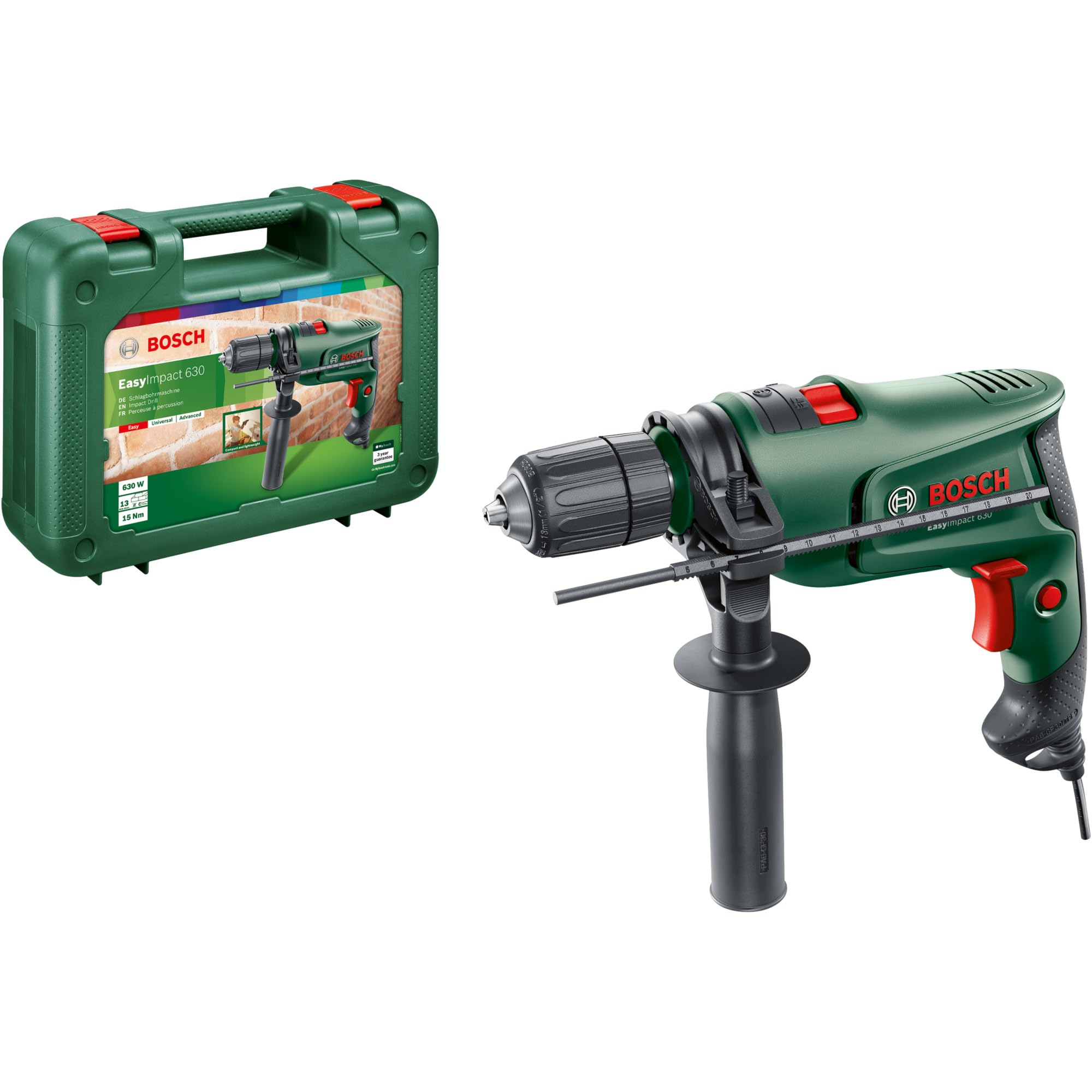 Bosch EasyImpact 630 Schlagbohrmaschine – 630W Profi-Bohrmaschine mit Koffer