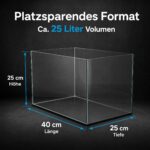 VIALIA Nano Aquarium 25 l – Glasbecken 40x25x25 cm Floatglas für Süss- & Salzwasser – Bild 7