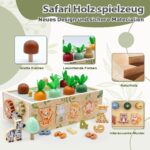 Almaxi 9-in-1 Motorikwürfel Safari – Montessori Holzspielzeug für Kinder ab 1 Jahr – Bild 6