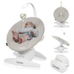 Lionelo Iris Elektrische Babywippe 360° drehbar – 5 Wiegegeschwindigkeiten für Babys bis 9 kg