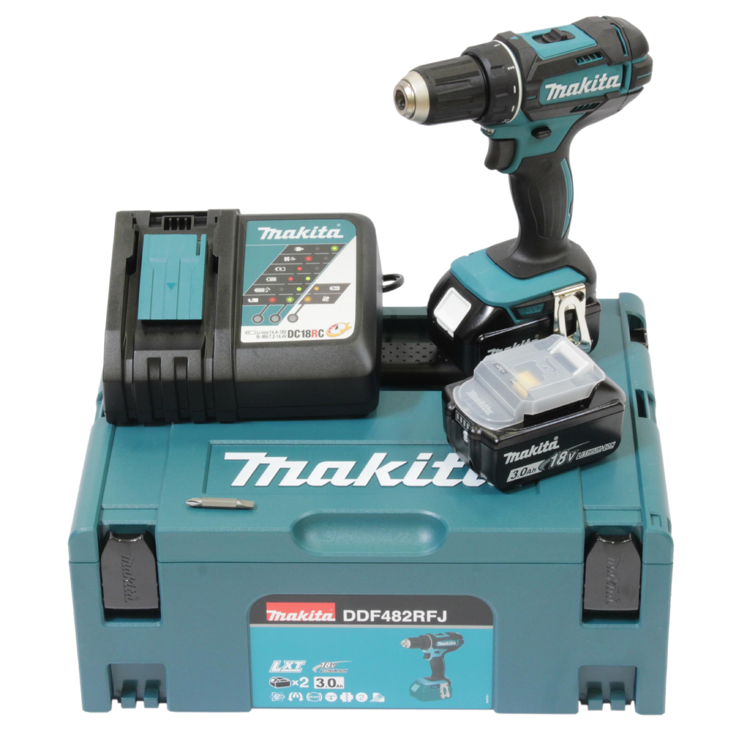 Makita DDF482RFJ Akku-Bohrschrauber 18V – Profi-Set mit 2 Akkus & Ladegerät