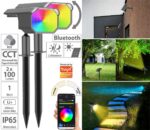 Luminea Home Control 2er-Set smarte Solar-Gartenstrahler RGB-CCT – App-gesteuert mit 16 Mio. Farben – Bild 4