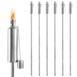 PEILU Edelstahl Gartenfackeln 6er Set – Höhenverstellbar 55-115cm für Garten & Events
