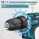 Sundpey Akkuschrauber Set 21V mit 2x2,0Ah Akku – Bohrschrauber 45Nm für DIY & Heimwerken – Bild 3