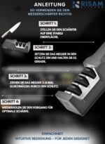 RISAM Elektrischer Messerschärfer mit 3-Stufen-Schleifsystem – Profi-Qualität für alle Messerarten – Bild 9