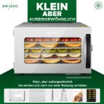 Kwasyo Dörrautomat Edelstahl 6 Etagen – Temperaturregler 30-90°C mit Timer & Rezeptheft – Bild 3