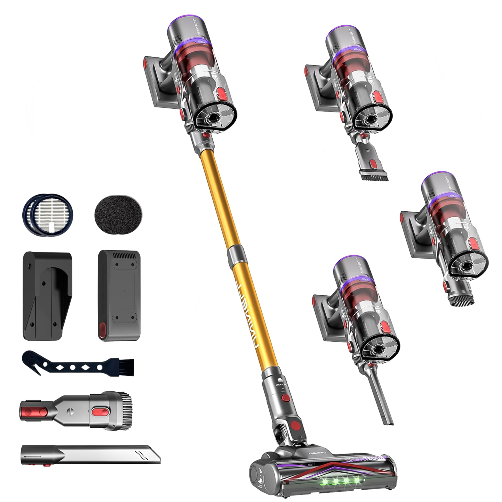 UNINELL HOME Akku Staubsauger 55 kPa/650W – Kabellos mit 70 Min Laufzeit & Anti-Tangle-Bürste