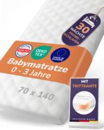 Sun Garden Babymatratze 70x140 cm – Sichere Kindermatratze mit Trittkante & Oeko Tex