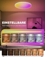 Oraymin LED Deckenlampe Ø22,8cm dimmbar – 18W RGB Farbwechsel mit Fernbedienung – Bild 3