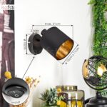 HOFSTEIN Wandleuchte Alsen – Retro Wandlampe Schwarz/Gold mit Stoffschirm & Schalter – Bild 5