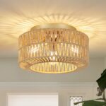 Rayofly Boho Deckenlampe 3-flammig mit Rattan & Bambus – Vintage Leuchte für jeden Raum