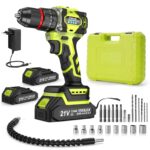21V Akku-Bohrschrauber Set mit Schlagbohrfunktion – 60 Nm, 2 Akkus & 29 Zubehörteile