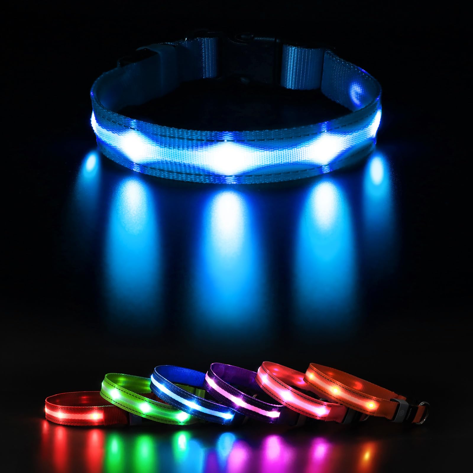 MASBRILL LED-Hundehalsband aufladbar – Sichtbarkeit bis 500 m für nächtliche Spaziergänge