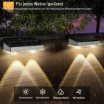 Bzavor Solar-Wandleuchte 8er Set mit 9 Leuchtmodi – IP65 Edelstahl Gartenbeleuchtung – Bild 4