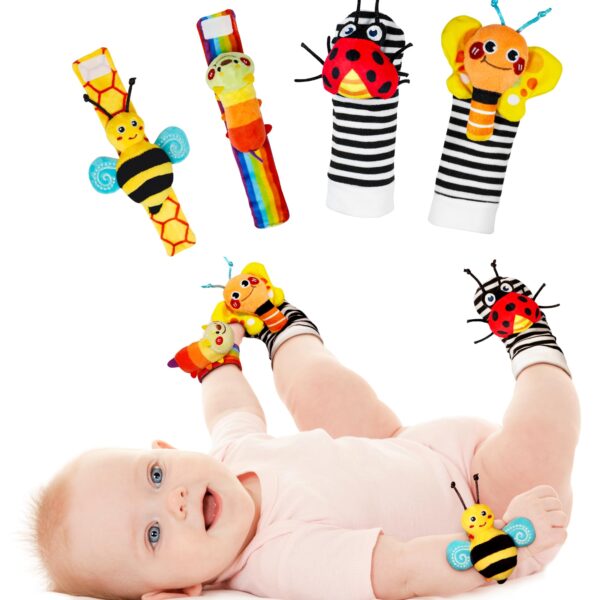 Infinno Rasselsocken & Fusssfinder Set – Sensorisches Babyspielzeug für 0–12 Monate