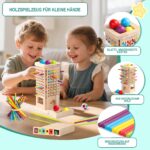Akokie Montessori Holzspielzeug ab 3 Jahren – 40 Stäbe mit 3 Spielmöglichkeiten – Bild 7