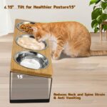 KoolYouth Katzennapf 3er Set mit 15° Holzständer – Ergonomische Futterstation für Katzen & kleine Hunde – Bild 4