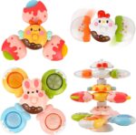 Vanmor Saugnapf Spinner 3er Set – Multifunktionales Sensorikspielzeug für Babys & Kleinkinder