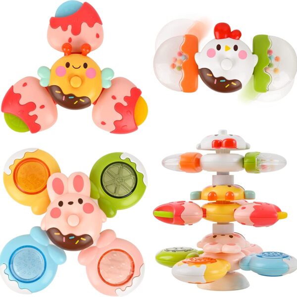 Vanmor Saugnapf Spinner 3er Set – Multifunktionales Sensorikspielzeug für Babys & Kleinkinder