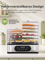 FOHERE Dörrautomat mit 6 Edelstahl-Fächern – 400W Dehydrator mit 48h-Timer & 35-70°C – Bild 6