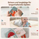 WOODEN TEETHER Babybuch Stoffbuch mit Spiegel – Interaktives Fühlbuch für Babys 0–6 Monate – Bild 7
