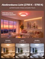 Lepro AI Smart Deckenlampe T1 – 24W, 1800lm, RGBCCT, dimmbar, IP44, WLAN – Bild 9