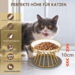 Mozvvco Erhöhter Katzennapf 2er-Set – Keramik mit Metallständer & Silikonmatte Gold – Bild 5