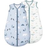 Yukkidds Babyschlafsack 1.5 Tog 12-18 Monate – Ganzjahres Baumwolle, 2er Pack Blau