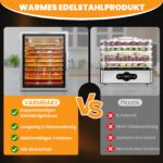 VarmBake Dörrautomat Edelstahl 10 Etagen – 0.84 m² Dörrfläche mit 800W & Temperaturregelung – Bild 3