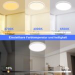 ONDTA LED Deckenlampe 45W, 6700lm, dimmbar 2700K–6500K mit Fernbedienung & IP44 – Bild 3