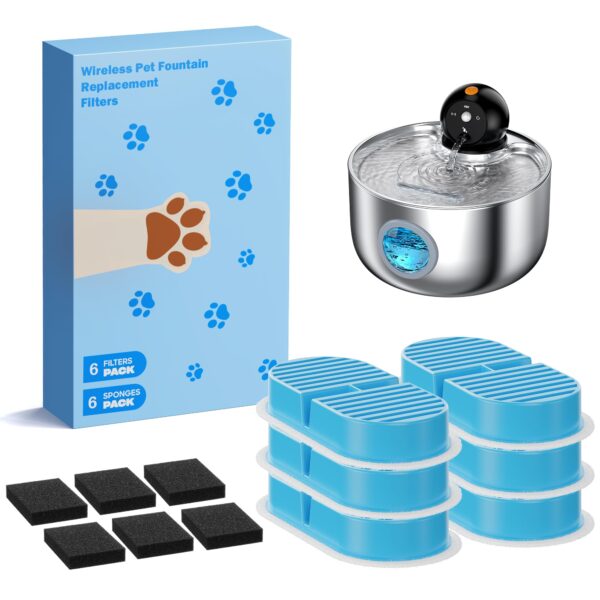NOBXBON Katzenbrunnen Filter-Set: 12er Pack mit Kohle- & Schaumfilter – 3 Monate