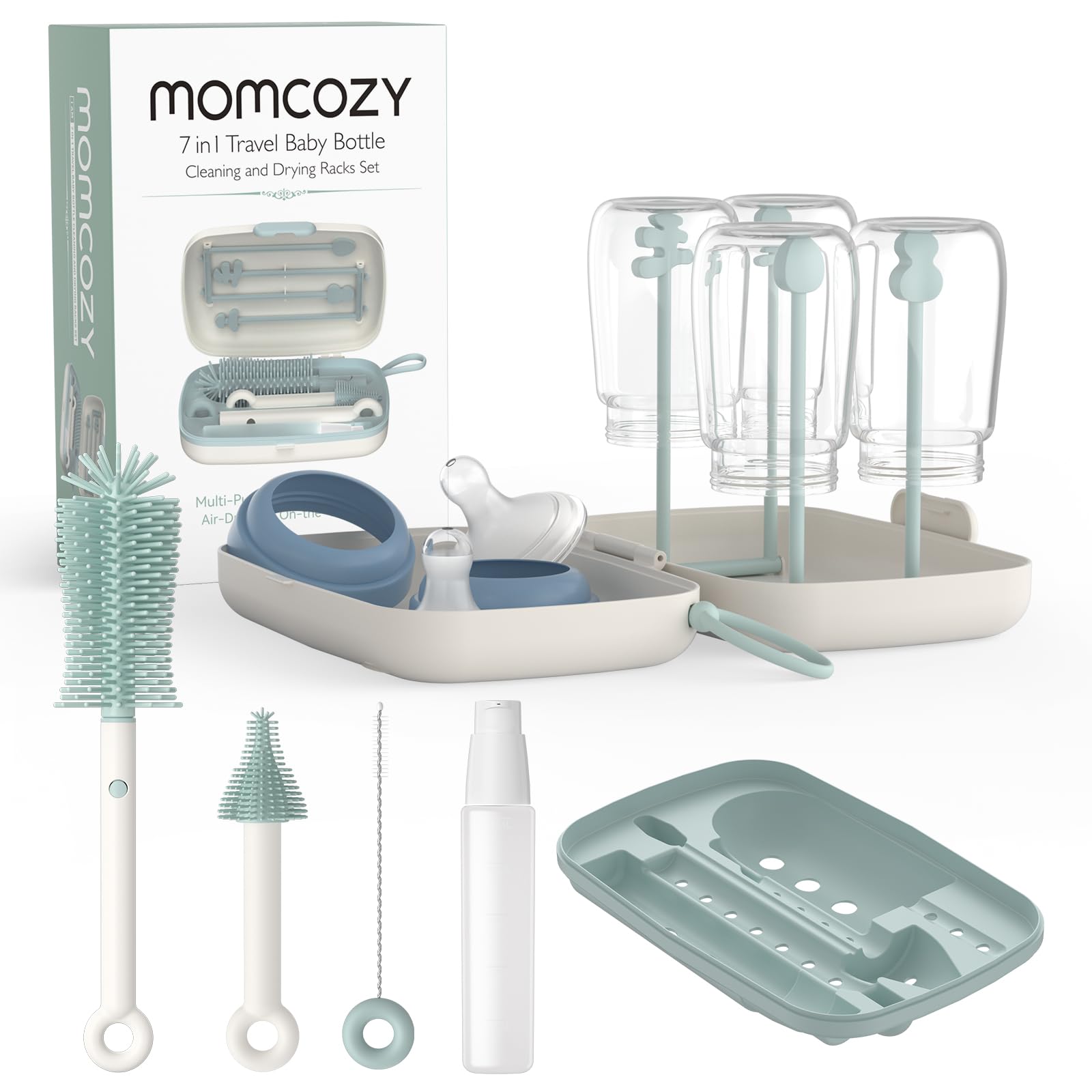 Momcozy 7-in-1 Babyflaschen-Reinigungsset – Komplettes Pflege-Set für unterwegs