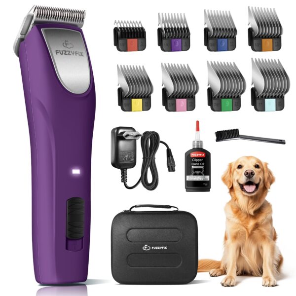 FuzzyFix Hundeschermaschine Pro mit #10 Klinge & 8 Metall-Aufsteckkämmen – Profi-Tierhaarschneider