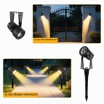 GLOBELIT LED Gartenstrahler 4er-Set 14M Kabel – 360° schwenkbar, IP65 wasserdicht, 3000K Warmweiss – Bild 4