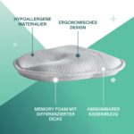 KOALA BABYCARE Babykissen gegen Plagiozephalie mit Memory Foam – Zertifiziert & inklusive 2 Bezügen – Bild 3