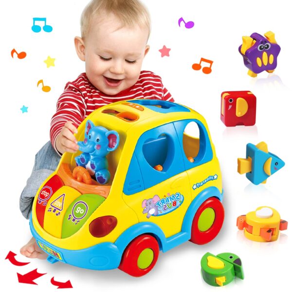 KALOISYHE Musikbus Sortierspielzeug – Lernspielzeug mit Tierblöcken für Kleinkinder ab 1 Jahr