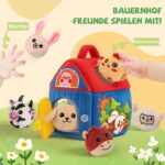 SAIMAND Bauernhof Montessori Spielzeug 6-12 Monate – Sensorisches Motorikspielzeug mit 7 Plüschtieren – Bild 4