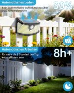 Aootek 4er Set Solarlampen mit Bewegungsmelder – 120 LED Sicherheitsstrahler für Garten – Bild 4