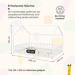 [en.casa] Montessori Hausbett Sisimiut 140x200 cm – Kinderbett mit Rausfallschutz & Lattenrost – Bild 2