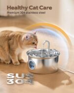 2.6L Katzenbrunnen Edelstahl – Automatischer Trinkbrunnen mit 4-Schicht Filtersystem & leiser Pumpe – Bild 3