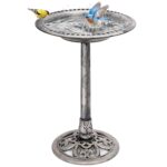 VIVOHOME Vogeltränke 71cm – Polyresin Gartenbad mit Antik-Patina für Außenbereiche