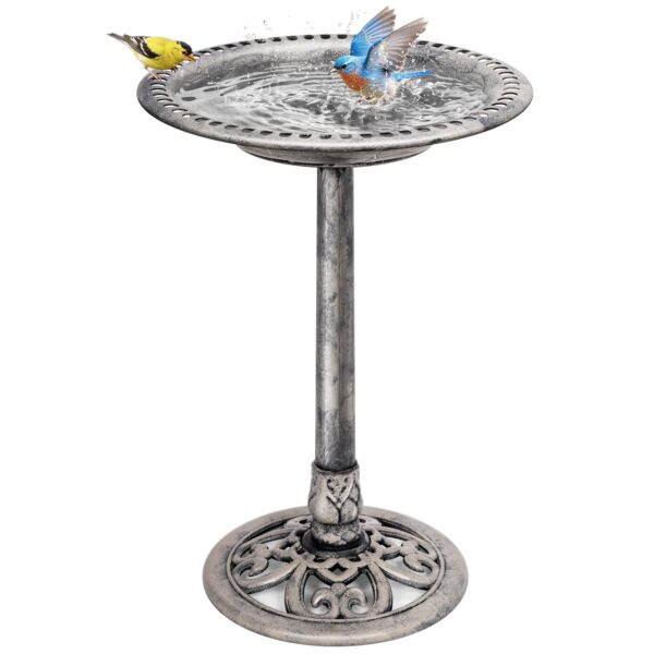 VIVOHOME Vogeltränke 71cm – Polyresin Gartenbad mit Antik-Patina für Außenbereiche